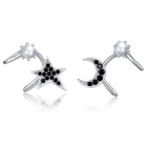 Brincos Petit Lua e estrela estilo Pandora - BSE387