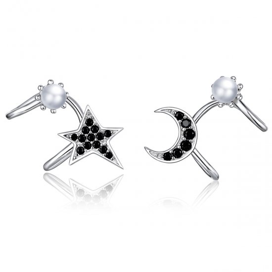Brincos Petit Lua e estrela estilo Pandora - BSE387  Clique na imagem para fechar