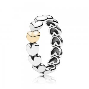 Hearts Anel PANDORA de Prata with 14k heart - 190898