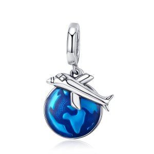 Charm Pendente Viajar ao redor do mundo estilo Pandora - SCC664 Charm Pendente Viajar ao redor do mundo estilo Pandora - SCC664
