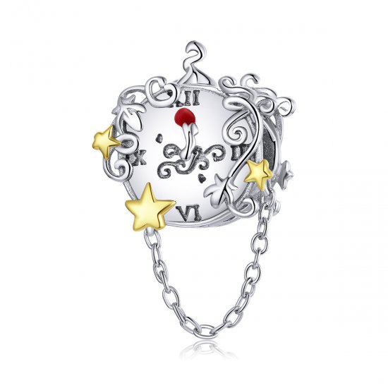 Charm Dois tons Relógio Mágico estilo Pandora - BSC406  Clique na imagem para fechar
