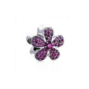 Charm Pandora de prata Margarida roxa do brilho