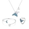 Conjunto de joias Dois tons Sereia azul estilo Pandora - SET004