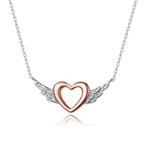 Colar Dois tons Asa do Coração estilo Pandora - BSN162 Colar Dois tons Asa do Coração estilo Pandora - BSN162