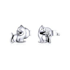 Brincos Petit Gato travesso estilo Pandora - SCE832 Brincos Petit Gato travesso estilo Pandora - SCE832