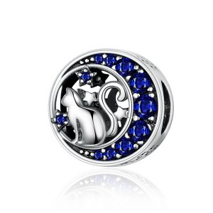Charm Kitty In The Moon estilo Pandora - SCC1204 Charm Kitty In The Moon estilo Pandora - SCC1204