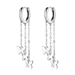 Brinco Borboleta Tassel estilo Pandora - SCE1173 Brinco Borboleta Tassel estilo Pandora - SCE1173