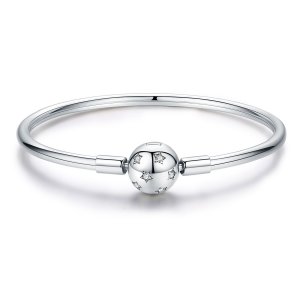 Bracelete estilo Pandora Rígido Coração quieto - SCB144