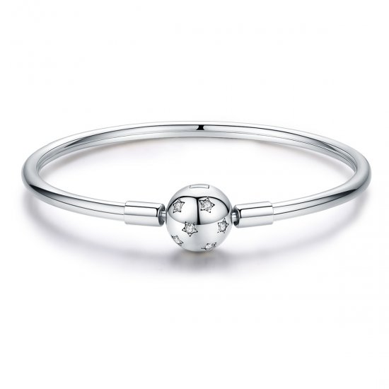 Bracelete estilo Pandora Rígido Coração quieto - SCB144  Clique na imagem para fechar