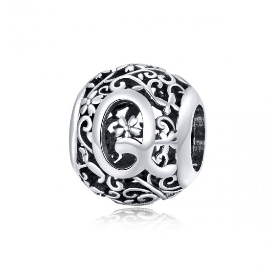 Charm Flores com orifícios, letra Q estilo Pandora - SCC1444-Q  Clique na imagem para fechar