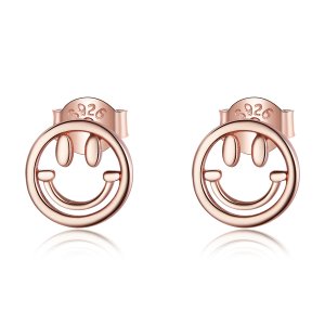 Brincos Petit Cara sorridente adorável estilo Pandora Rose - SCE1106