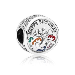 Charm Pandora de prata Feliz aniversario de Mickey Mouse Charm Pandora de prata Feliz aniversario de Mickey Mouse