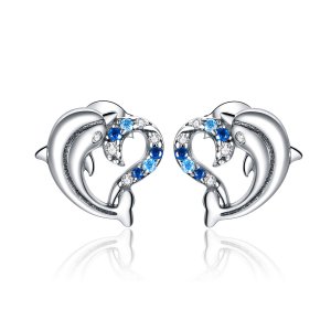 Brincos Petit Duendes golfinhos estilo Pandora - SCE930 Brincos Petit Duendes golfinhos estilo Pandora - SCE930