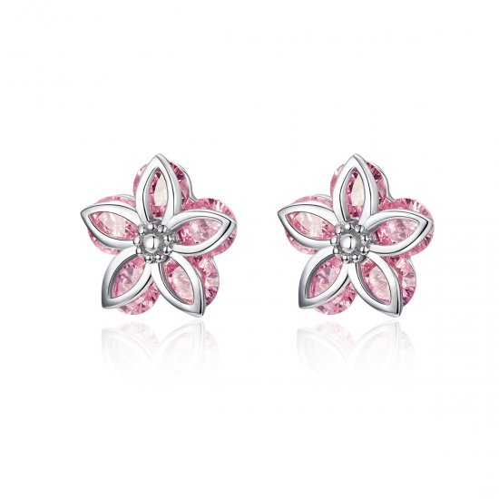Brincos Petit Flores de cerejeira estilo Pandora - SCE644  Clique na imagem para fechar