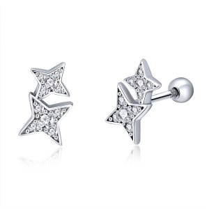 Brincos Petit Fascinante luz estelar estilo Pandora - SCE432 Brincos Petit Fascinante luz estelar estilo Pandora - SCE432