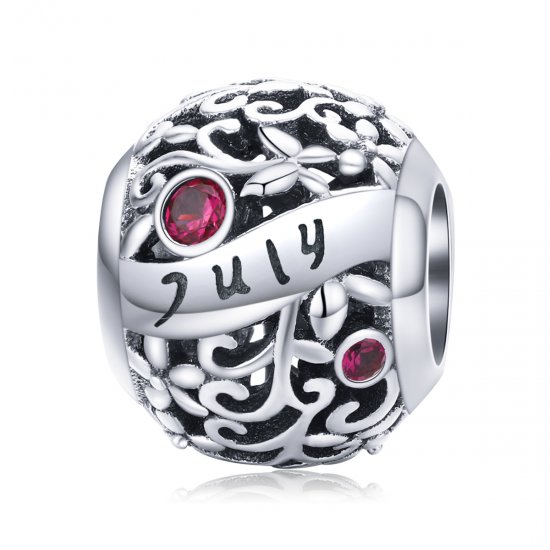 Charm July Garnet Birthstone estilo Pandora - SCC1385-7  Clique na imagem para fechar