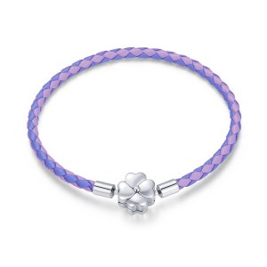 Bracelete Couro Trevo da Sorte estilo Pandora - SCB214