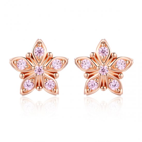 Brincos Petit Margarida rosa estilo Pandora Rose - BSE034  Clique na imagem para fechar