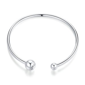 Bracelete Rigido Aberto Bola de prata estilo Pandora - SCB198 Bracelete Rigido Aberto Bola de prata estilo Pandora - SCB198