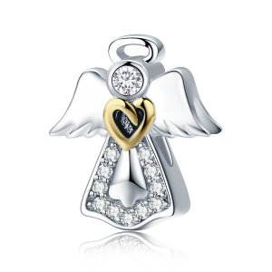 Charm Dois tons Anjo da guarda estilo Pandora - SCC747 Charm Dois tons Anjo da guarda estilo Pandora - SCC747
