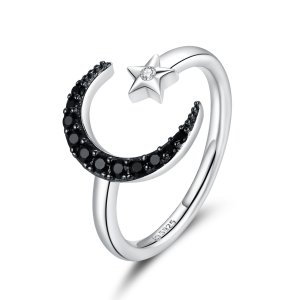 Anel Lua e estrela misteriosas estilo Pandora - BSR137 Anel Lua e estrela misteriosas estilo Pandora - BSR137