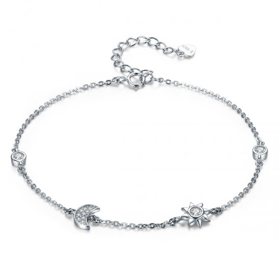Pulseira Lua Sol e Estrelas estilo Pandora - SCB081  Clique na imagem para fechar