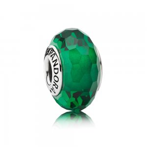 Charm PANDORA de Prata e Murano Facetado Verde Escuro - 791619