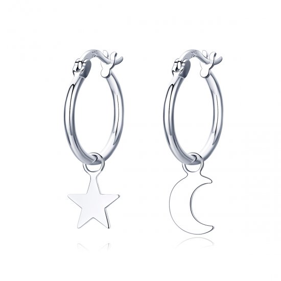 Brinco Estrela e assimetria da lua estilo Pandora - SCE681  Clique na imagem para fechar