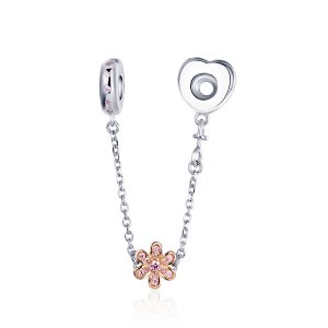 Corrente de Segurança Flor do amor estilo Pandora - SCC1113 Corrente de Segurança Flor do amor estilo Pandora - SCC1113