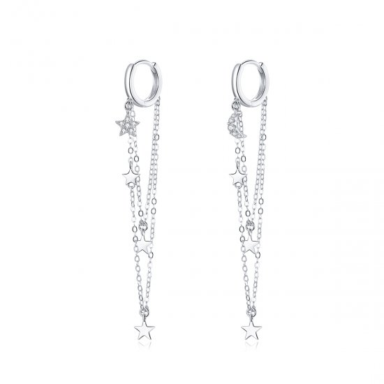 Brinco Elegant Star Moon estilo Pandora - SCE982  Clique na imagem para fechar
