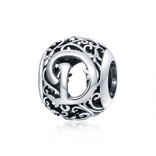 Charm Flores com orifícios, letra D estilo Pandora - SCC1444-D  Clique na imagem para fechar