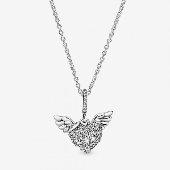 Colar Pavé Coração e Asas de Anjo Pandora - 398505C01-45  Clique na imagem para fechar