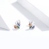 Brincos Petit Coração arco-íris estilo Pandora - SCE787