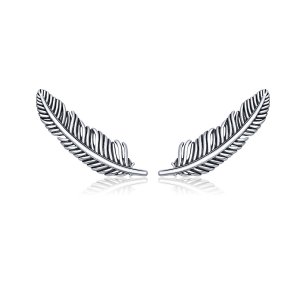 Brincos Petit Leve como uma pena estilo Pandora - SCE865 Brincos Petit Leve como uma pena estilo Pandora - SCE865