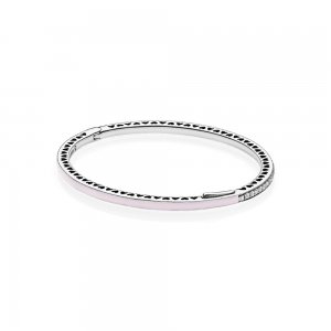 Bracelete PANDORA Rígido Corações Radiantes Rosa - 590537EN68 Bracelete PANDORA Rígido Corações Radiantes Rosa - 590537EN68