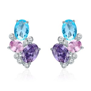 Brincos Petit Zircão Colorido estilo Pandora - SCE579