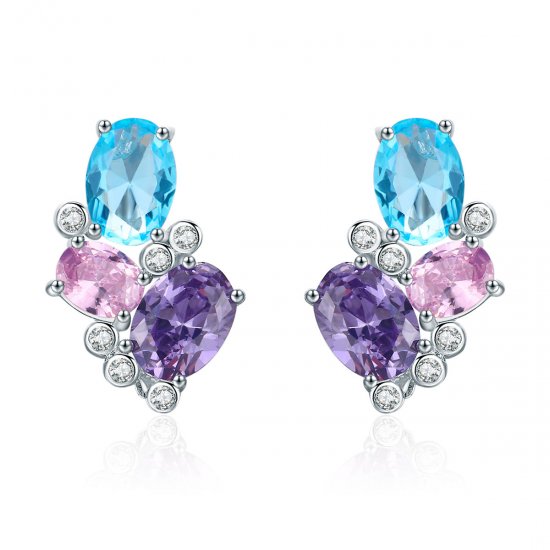 Brincos Petit Zircão Colorido estilo Pandora - SCE579  Clique na imagem para fechar