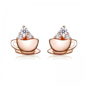 Brincos Petit Café da tarde estilo Pandora Rose - SCE592 Brincos Petit Café da tarde estilo Pandora Rose - SCE592