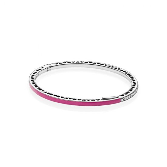 Bracelete PANDORA Rígido Corações Radiantes Orquídea - 590537EN69  Clique na imagem para fechar
