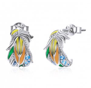 Brincos Petit Penas de Estilo estilo Pandora - SCE1128 Brincos Petit Penas de Estilo estilo Pandora - SCE1128
