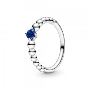 Anel Sea Blue Beaded Pandora - 198867C12 Anel Sea Blue Beaded Pandora - 198867C12
