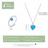 Conjunto de joias Dois tons Coração Azul Escuro estilo Pandora - SET018