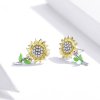 Brincos Petit Dois tons Girassol estilo Pandora - SCE919
