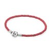 Bracelete PANDORA De Couro Vermelha Com O Fecho Bracelete PANDORA De Couro Vermelha Com O Fecho