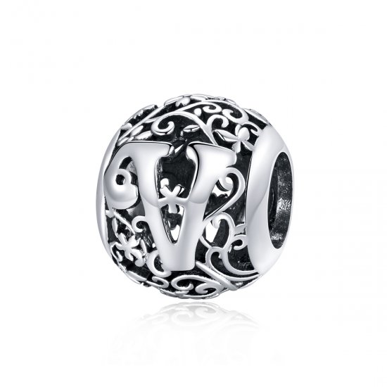 Charm Flores com orifícios, letra V estilo Pandora - SCC1444-V  Clique na imagem para fechar