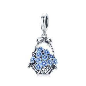 Charm Pendente Cesta de flores estilo Pandora - SCC1717 Charm Pendente Cesta de flores estilo Pandora - SCC1717