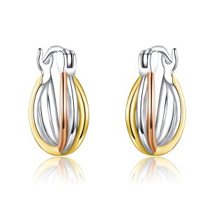 Brincos Petit Dois tons estilo Pandora - SCE719