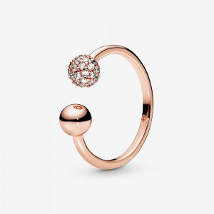 Anel Polished & Pavé Bead Pandora Rose - 188316CZ