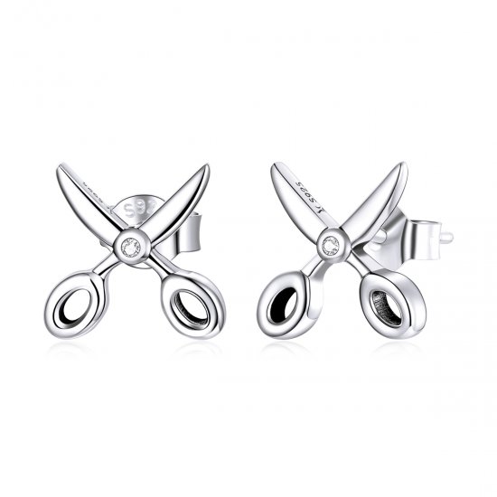 Brincos Petit Tesouras pequenas estilo Pandora - SCE1003  Clique na imagem para fechar