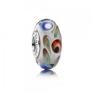 Charm PANDORA de Prata e Murano Pluma de Pavão - 791614